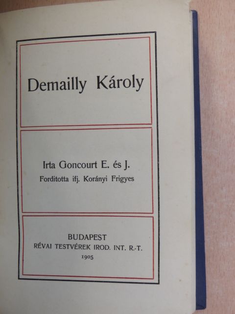 E. Goncourt - Demailly Károly [antikvár]