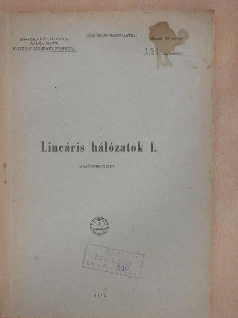 Lineáris hálózatok I. [antikvár]