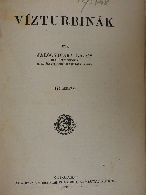 Jalsoviczky Lajos - Vízturbinák [antikvár]