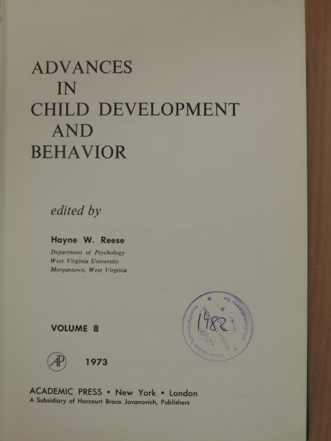 Charles Lemond - Advances in Child Development and Behavior 8. [antikvár]