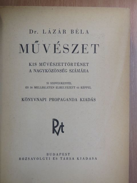Dr. Lázár Béla - Művészet [antikvár]