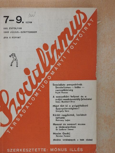 Dr. Lederer Emma - Szocializmus 1946. július-szeptember [antikvár]