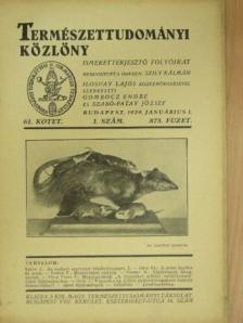 Gaál I. - Természettudományi Közlöny 1929. januárius 1. [antikvár]