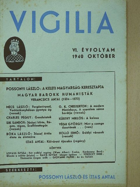 Bóka László - Vigilia 1940. október [antikvár]
