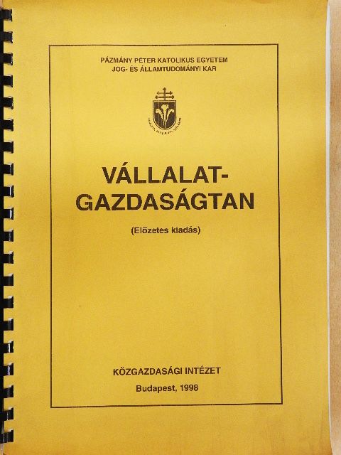 Bittsánszky Géza - Vállalatgazdaságtan [antikvár]
