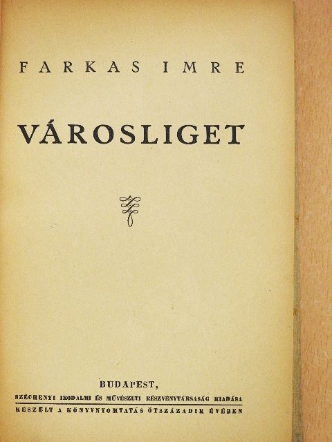 Farkas Imre - Városliget [antikvár]