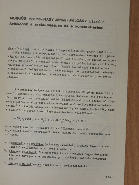 Morgós András - Szilikonok a restaurálásban és a konzerválásban [antikvár]