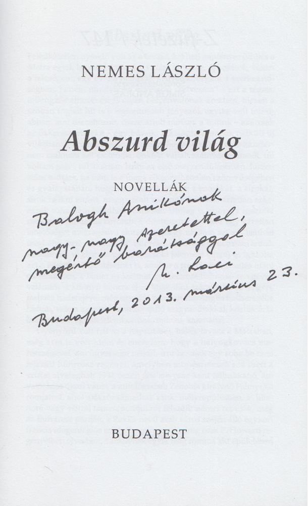 Nemes László - Abszurd világ (Dedikált) [antikvár]