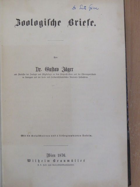 Dr. Gustav Jäger - Zoologische Briefe (gótbetűs) [antikvár]