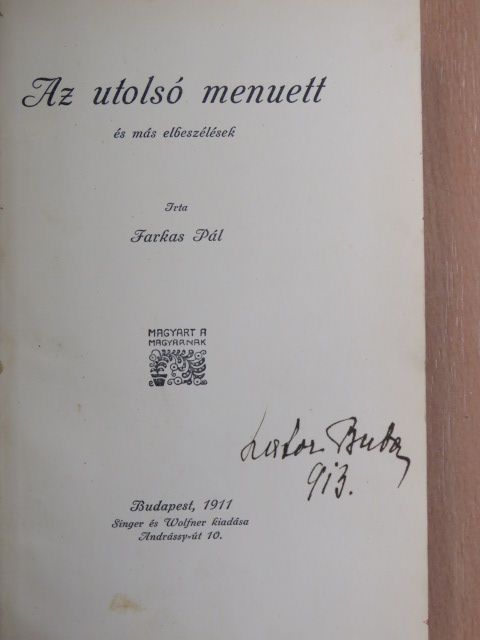 Farkas Pál - Az utolsó menuett és más elbeszélések [antikvár]
