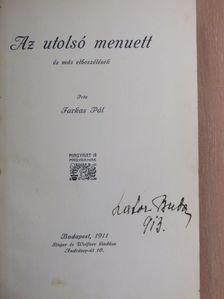 Farkas Pál - Az utolsó menuett és más elbeszélések [antikvár]