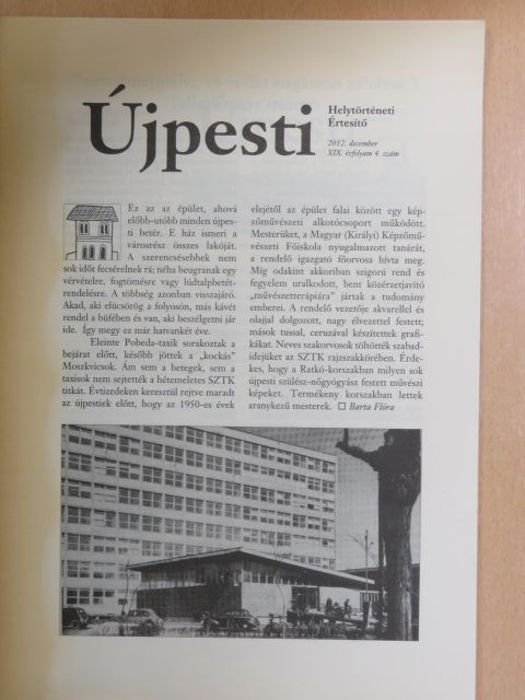 Hermann László - Újpesti Helytörténeti Értesítő 2012. december [antikvár]