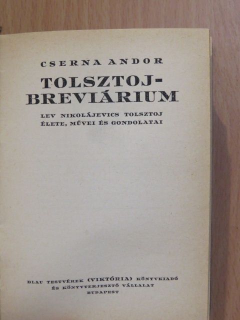 Cserna Andor - Tolsztoj-breviárium (dedikált példány) [antikvár]