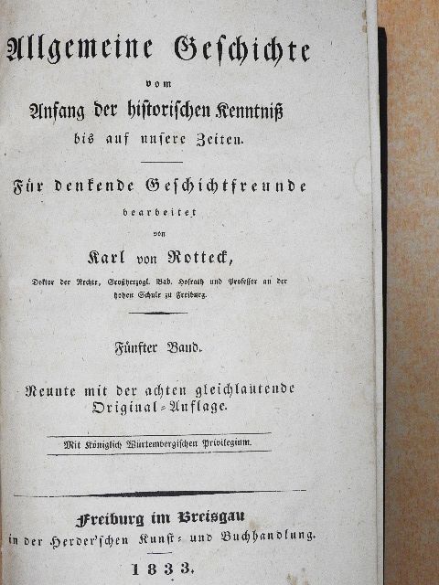 Karl von Rotteck - Allgemeine Geschichte vom Anfang der historischen Kenntniß bis auf unsere Zeiten V-VI. (gótbetűs) [antikvár]