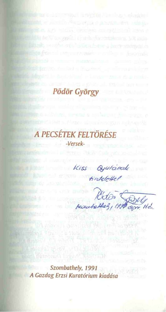 Pődör György - A pecsétek feltörése (dedikált) [antikvár]