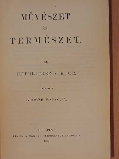 Cherbuliez Viktor - Művészet és természet [antikvár]