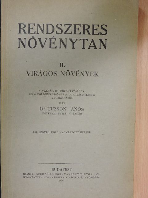 Dr. Tuzson János - Rendszeres növénytan II. [antikvár]