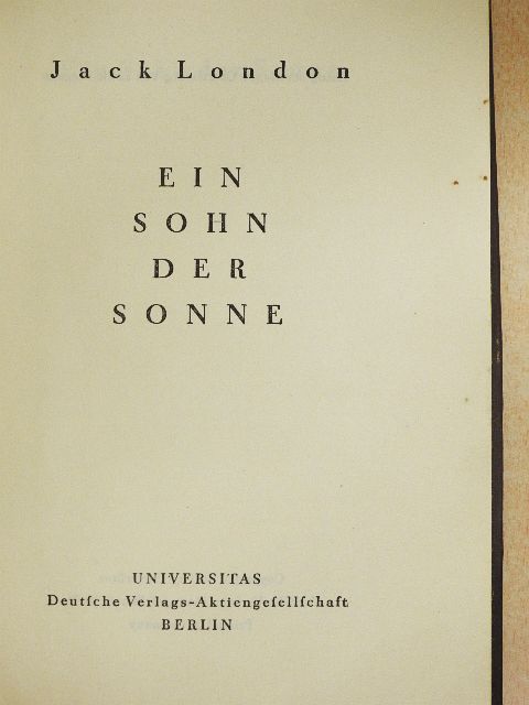 Jack London - Ein Sohn der Sonne [antikvár]