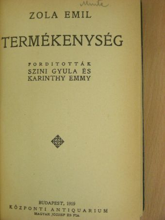 Zola Emil - Termékenység [antikvár]