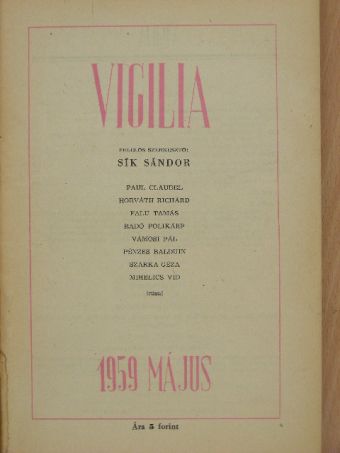 Cserháti József - Vigilia 1959. május [antikvár]