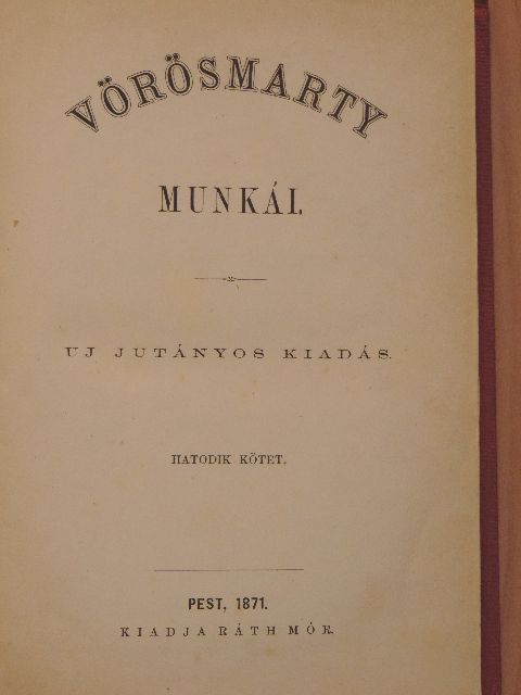 Vörösmarty Mihály - Vörösmarty munkái VI. [antikvár]