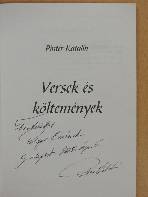 Pintér Katalin - Versek és költemények (dedikált példány) [antikvár]