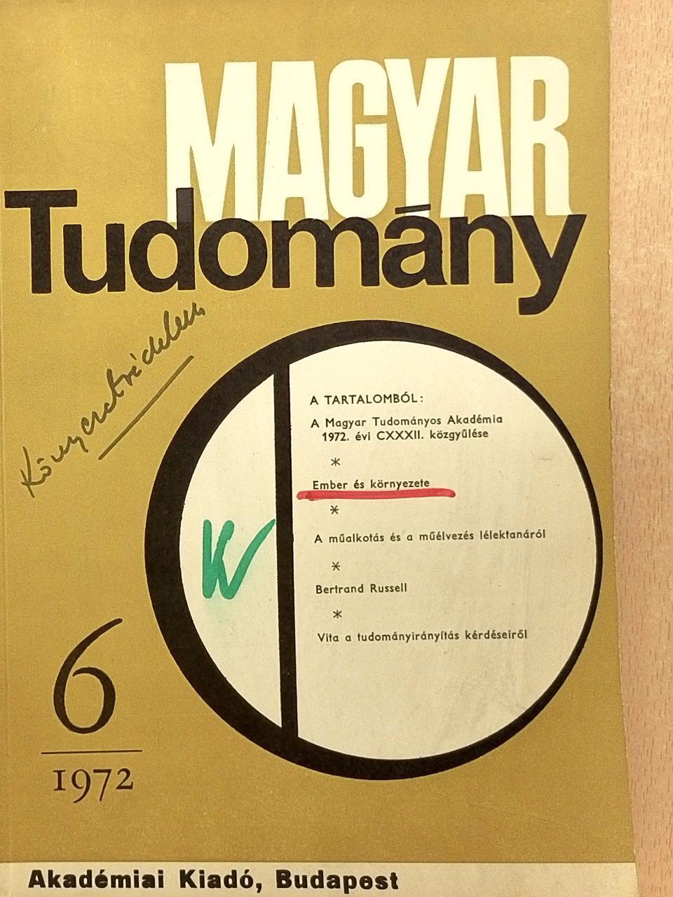 Barta György - Magyar Tudomány 1972. június [antikvár]