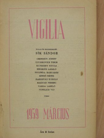 Cserháti József - Vigilia 1959. március [antikvár]
