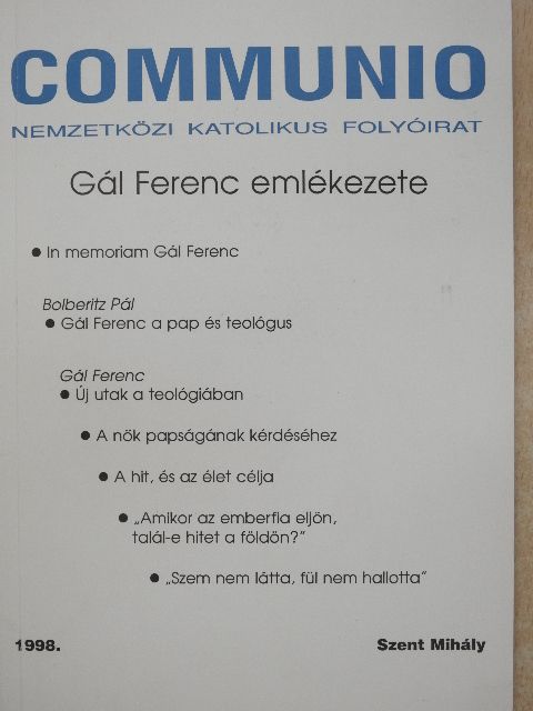 Bolberitz Pál - Communio 1998. Szent Mihály [antikvár]