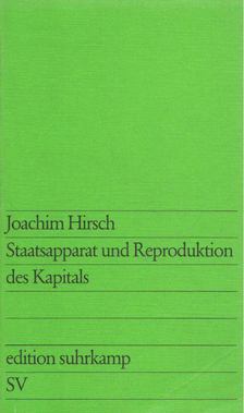 Hirsch, Joachim - Staatsapparat und Reproduktion des Kapitals [antikvár]