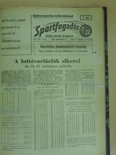 Sportfogadás 1968-1967 (vegyes számok) (26db) [antikvár]