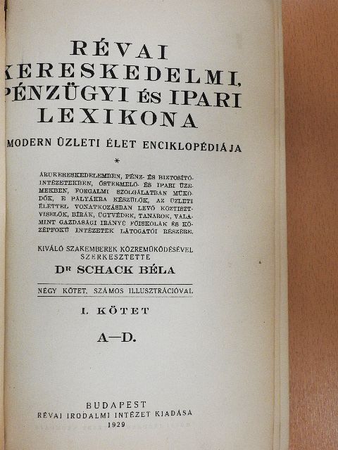 Révai kereskedelmi, pénzügyi és ipari lexikona I-IV. [antikvár]
