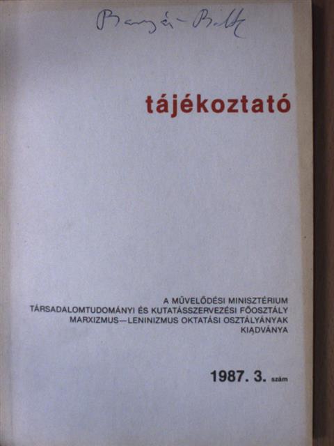 B. Bernát István - Tájékoztató 1987/3. [antikvár]