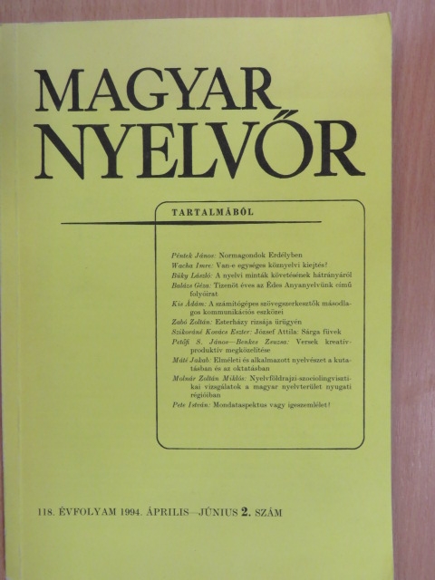 Balázs Géza - Magyar Nyelvőr 1994. április-június [antikvár]