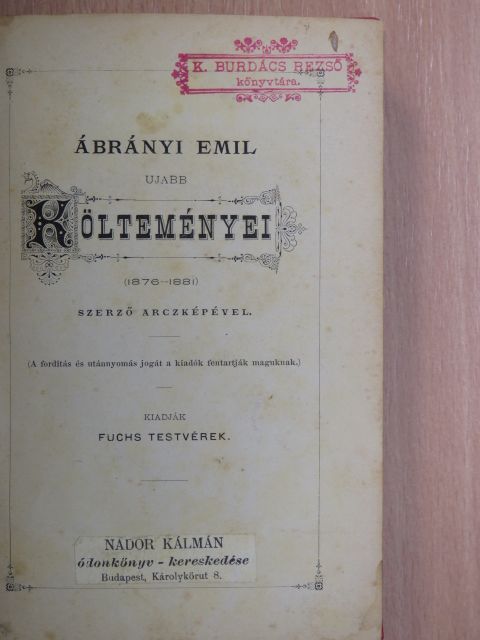 Ábrányi Emil - Ábrányi Emil ujabb költeményei [antikvár]