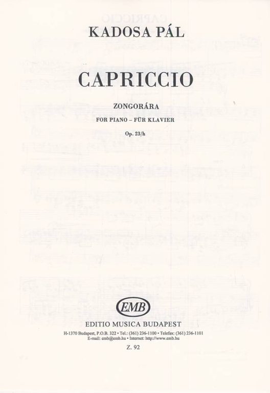 KADOSA PÁL - CAPRICCIO ZONGORÁRA OP.23/H