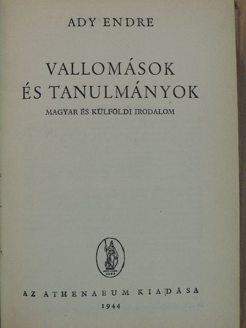Ady Endre - Vallomások és tanulmányok [antikvár]