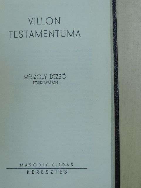 Francois Villon - Villon testamentuma [antikvár]