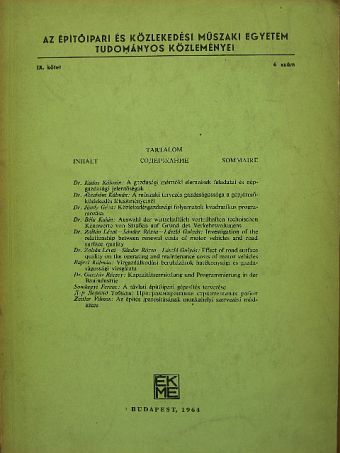 Dr. Ábrahám Kálmán - Az Építőipari és Közlekedési Műszaki Egyetem Tudományos Közleményei IX/6. [antikvár]