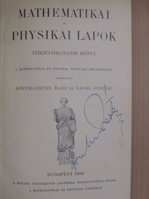 Anderkó Aurél - Mathematikai és Physikai Lapok 1909/1-8. [antikvár]