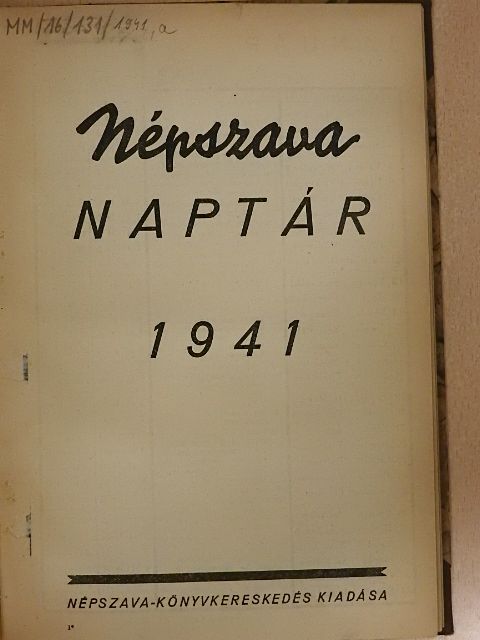 Ács Tamás - Népszava naptár 1941. [antikvár]