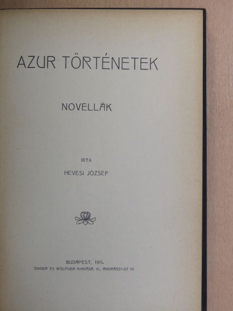 Hevesi József - Azur történetek [antikvár]