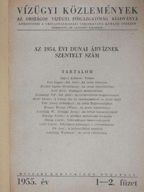 Holló István - Vízügyi közlemények 1955/1-2. [antikvár]