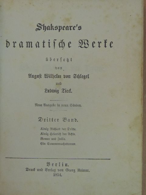Shakespeare - Shakspeare's dramatische Werke 3. (gótbetűs) [antikvár]