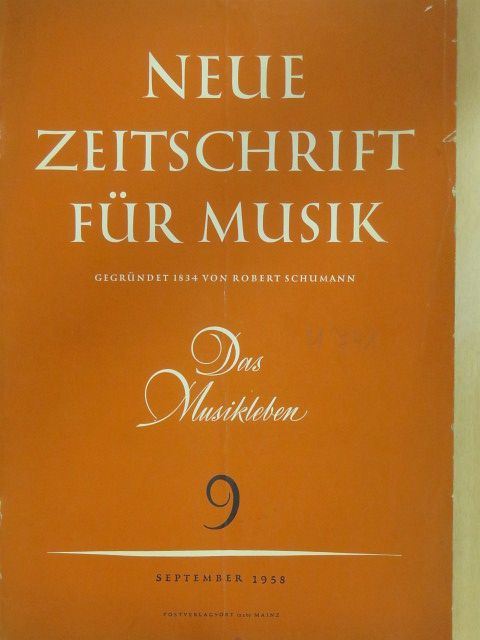 Bertrun Delli - Neue Zeitschrift für Musik September 1958 [antikvár]