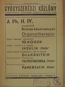 Török Árpád - Gyógyszerészi Közlöny 1937. szeptember 11. [antikvár]