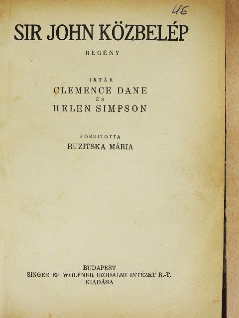 Dane Clemence - Sir John közbelép [antikvár]