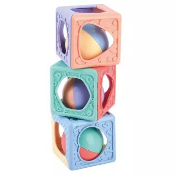 Playgo: Toronyépítő játék csörgő kockákkal
