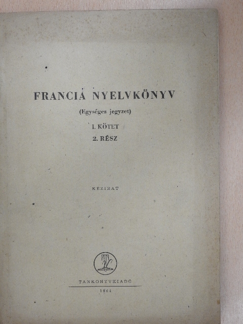 Dr. Barczán Endre - Francia nyelvkönyv I/2. [antikvár]