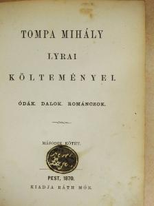 Tompa Mihály - Tompa Mihály lyrai költeményei II. (töredék) [antikvár]